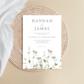 Einfache Botanische Wildblume Hochzeit Einladung