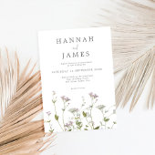 Einfache Botanische Wildblume Hochzeit Einladung