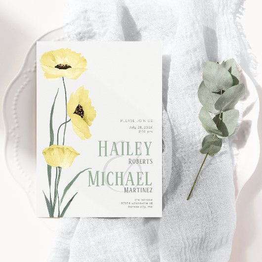 Einfache botanische Wildblumen QR Code Einladung