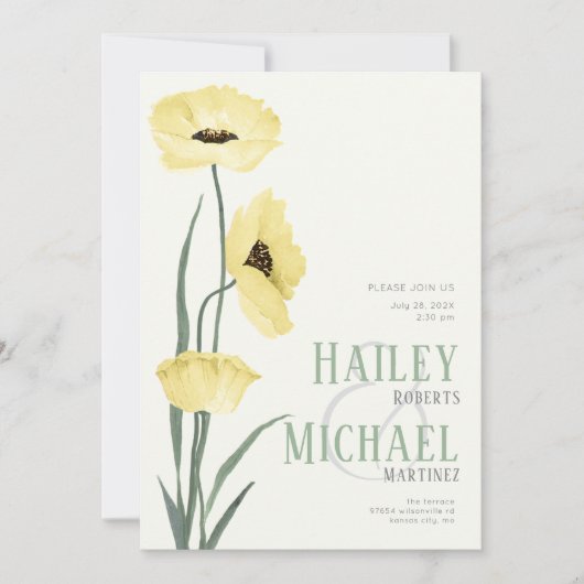 Einfache botanische Wildblumen QR Code Einladung (Vorderseite)