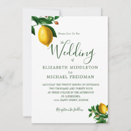 Einfache Botanische Zitronen Grüne Monogramm Elega Einladung