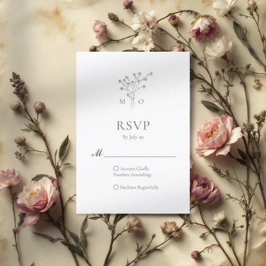 Einfache Bouquet Hochzeit Einladung rsvp Karte