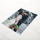 Einfache Bow Gold Foil Frohe & Verheiratete Weihna Folieneinladung (Gedreht)