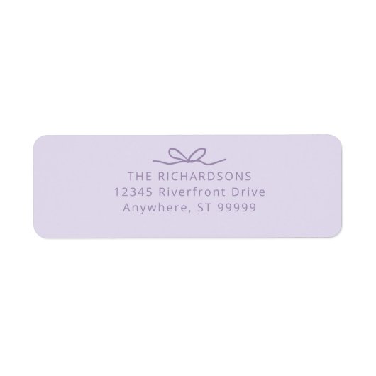Einfache Bow Lavendel Lila Rücksendeadresse (Vorne)