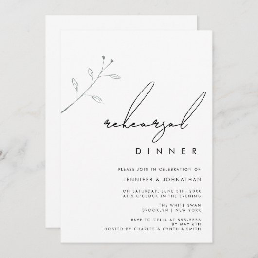 Einfache Branch Greenery Probe Einladung (Vorne/Hinten)