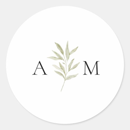 Einfache Branch-Monogramm-Hochzeit Runder Aufkleber (Vorderseite)
