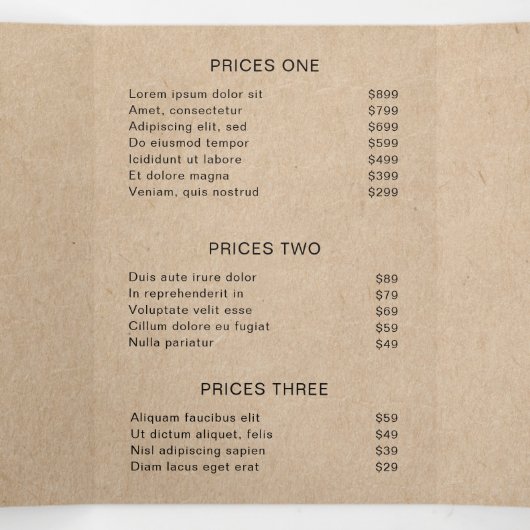 Einfache Braun Elegant Rustikale Trifold Broschüre (Innenseite Mitte)