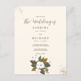 Einfache Braun- und Cremblumenhochzeit Postkarte
