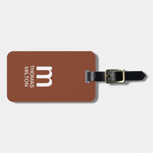 Einfache braune, fette Monogramm Gepäckanhänger (Vorderseite horizontal)