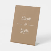 Einfache braune Hochzeitskarten und Geschenke Sockelschild (Vorderseite)