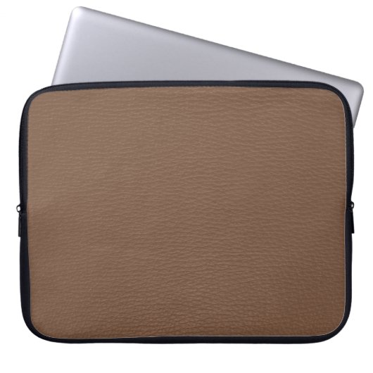 Einfache braune Imitate Leder-Look Monogramm Laptopschutzhülle (Vorderseite)