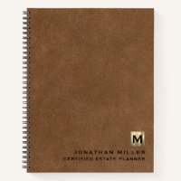 Einfache braune Leder Elegant Gold Monogram