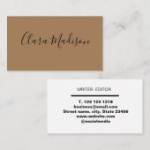 einfache braune moderne minimalistische klassische visitenkarte (Vorne/Hinten)