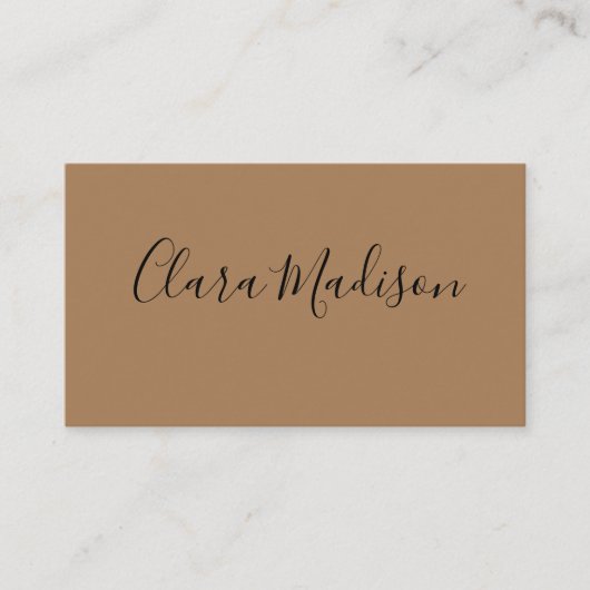 einfache braune moderne minimalistische klassische visitenkarte (Vorderseite)