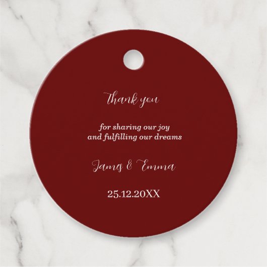 Einfache braune Personalisierte Hochzeit Geschenkanhänger (Vorderseite)