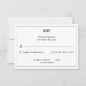 Einfache braune Personalisierte Hochzeit RSVP Karte (Vorderseite)