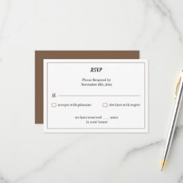 Einfache braune Personalisierte Hochzeit RSVP Karte