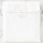 Einfache braune Personalisierte Hochzeit Runder Aufkleber (Tasche)