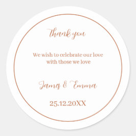 Einfache braune Personalisierte Hochzeit Runder Aufkleber