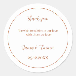Einfache braune Personalisierte Hochzeit Runder Aufkleber