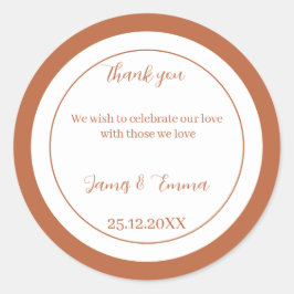 Einfache braune Personalisierte Hochzeit Runder Aufkleber