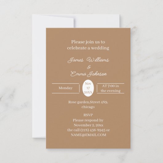 Einfache braune Personalisierte Hochzeit Save The Date (Vorderseite)