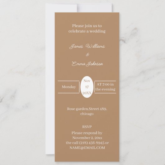 Einfache braune Personalisierte Hochzeit Save The Date (Vorderseite)