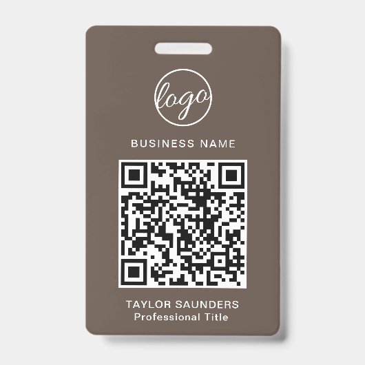 Einfache braune QR-Code Mitarbeiter-ID Ausweis (Vorderseite)