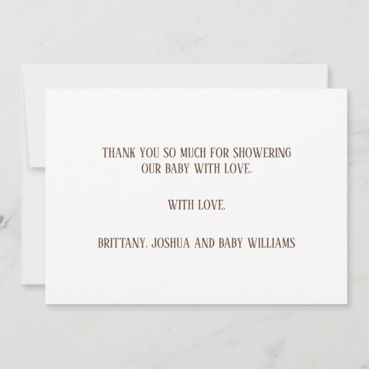 Einfache braune Rustikale Niedliche Teddybär Theme Dankeskarte (Rückseite)