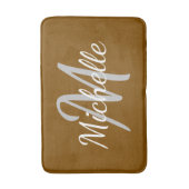 Einfache braune Typografie und Name Monogramm Badematte (Vorderseite Vertikal)