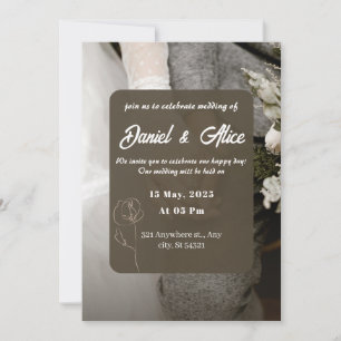 Einfache braune und beige Hochzeit Einladung
