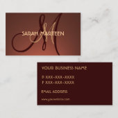 Einfache braune und benutzerdefinierte Monogramm-K Visitenkarte (Vorne/Hinten)