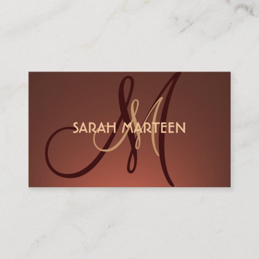 Einfache braune und benutzerdefinierte Monogramm-K Visitenkarte (Vorderseite)