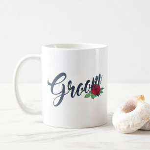 Einfache Braut Blumen Hochzeit Kalligrafie   Tasse