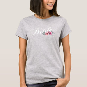 Einfache Braut Blumen-Kalligrafie   T-Shirt