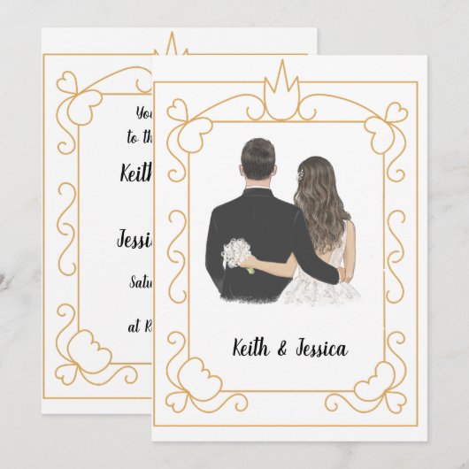 Einfache Braut und Hochzeit Save The Date (Vorne/Hinten)