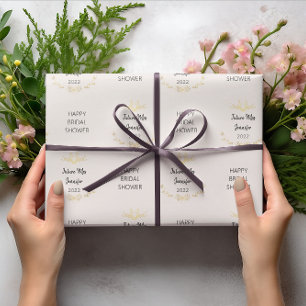 Einfache Brautdusche Name/Datum Geschenkpapier