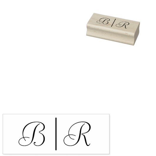 Einfache Brautgroom Hochzeit 2 Erste Monogramm VSL Gummistempel (Stempel)