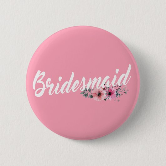 Einfache Brautjungfer Hochzeit Kalligrafie | Anste Button (Vorderseite)