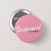 Einfache Brautjungfer Hochzeit Kalligrafie | Anste Button (Vorne & Hinten)