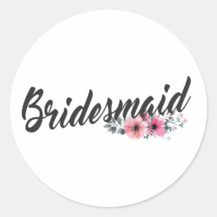 Einfache Brautjungfer Hochzeit Kalligrafie Aufkl Runder Aufkleber