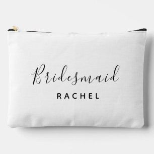 Einfache Brautjungfer Personalisierter Name Druck Zubehörtasche