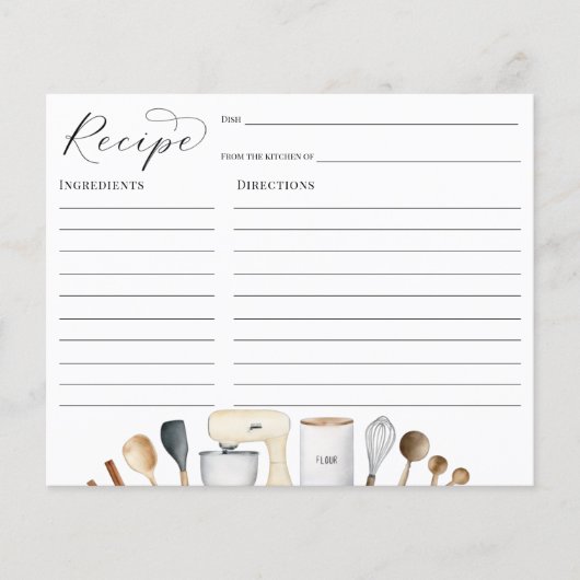 Einfache Brautparty Rezept-Karte (Vorderseite)