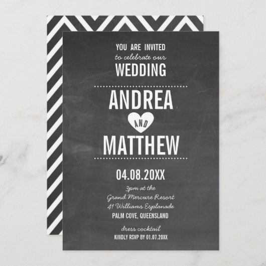 EINFACHE BREITUNG niedlicher schlichter Herzklopfe Einladung (Vorne/Hinten)