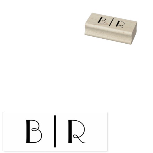 Einfache Bride Groom Wedding 2 Initial Monogram VS Gummistempel (Stempel)