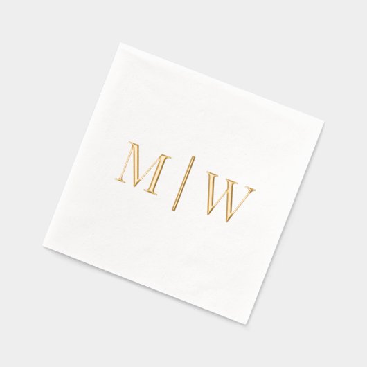 Einfache Bride Groom Wedding 2 Initial Monogram VS Servietten Mit Folie (Links)