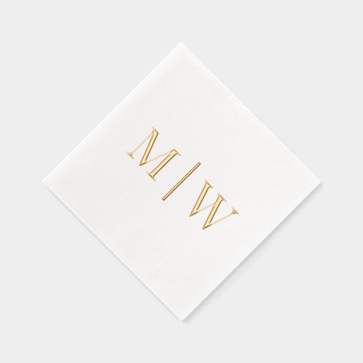 Einfache Bride Groom Wedding 2 Initial Monogram VS Servietten Mit Folie (Rechts)