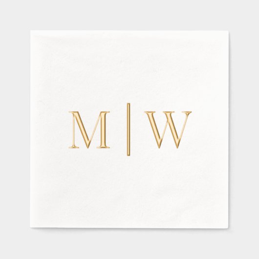 Einfache Bride Groom Wedding 2 Initial Monogram VS Servietten Mit Folie (Vorderseite)