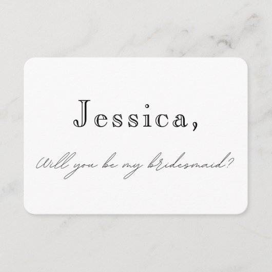 Einfache Bridesmaid Vorschlag Box Cards Begleitkarte (Vorderseite)