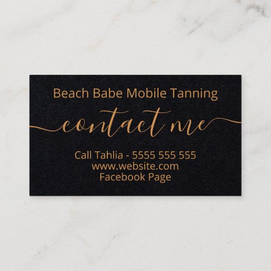 Einfache Bronze-Glitzer-Black-Mobile Spray Tan Visitenkarte (Rückseite)